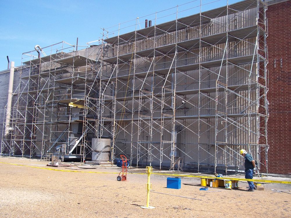 Construction work of brick wall